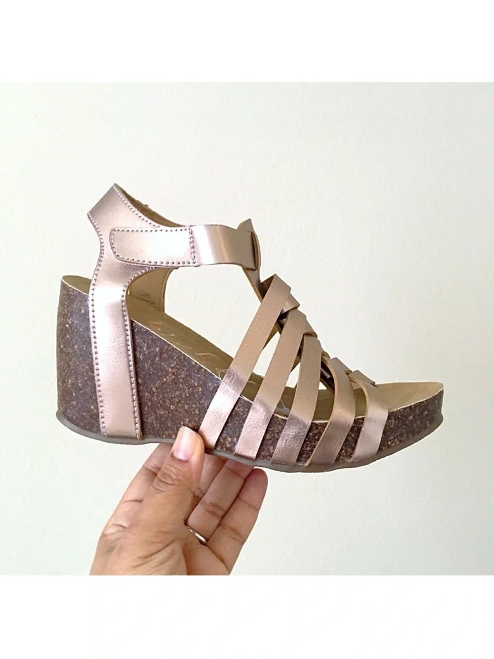 Blowfish Malibu Rose Gold Wedge Sandals